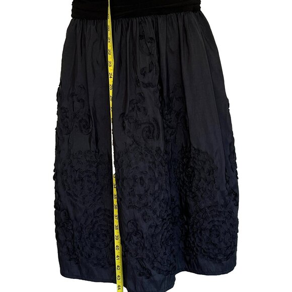 Jessica Howard Evening Midi Event Dress 6P Ruched Ribbon Rosettes Wimsigoth - Picture 10 of 11